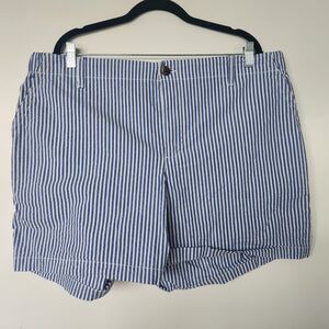 Old Navy Blue and White Striped Chino Shorts